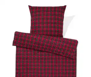 Biber-Bettwäsche, rot kariert, Normalgröße
