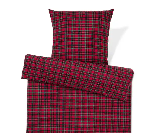 Bild 1 von Biber-Bettwäsche, rot kariert, Normalgröße