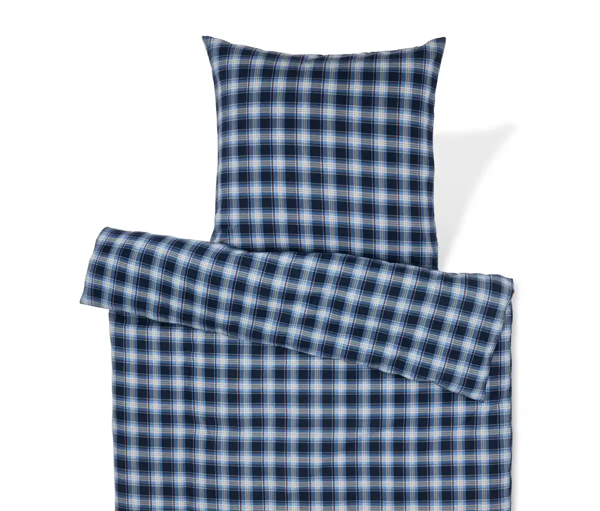 Bild 1 von Biber-Bettwäsche, blau kariert, Normalgröße