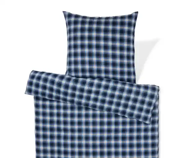 Bild 1 von Biber-Bettwäsche, blau kariert, Normalgröße