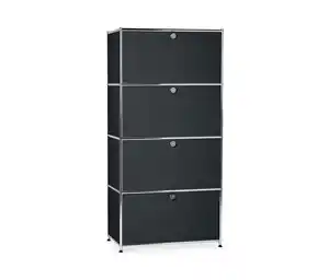 Highboard Metall »CN3« mit 4 Klappenfächern, schwarz