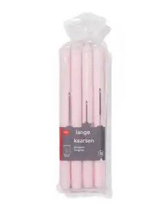 Lange Haushaltskerze, Ø 2,2 × 29 cm, Hellrosa – 12 Stück