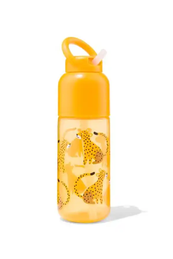 Bild 2 von Trinkflasche mit Trinkhalm, Leopard, 300 ml
