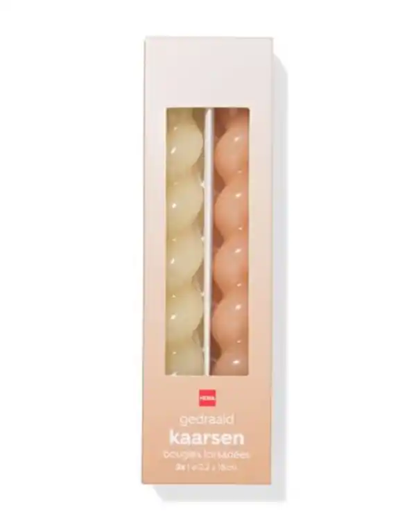 Bild 1 von Haushaltskerzen, Ø 2,2 × 20 cm, gedreht, naturell – 2 Stück