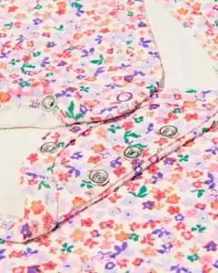 Mitwachsender Strampler, LENZING™ ECOVERO™, gerippt, Blumen bunt