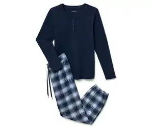 Flanell-Pyjama-Set, dunkelblau