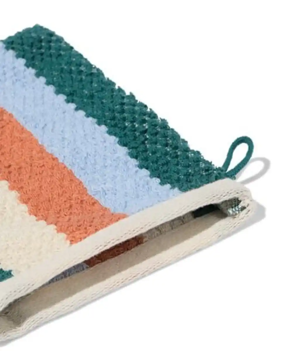 Bild 2 von Waschhandschuh der zweiten Chance, 16 x 21 cm, aus recycelter Baumwolle, gestreift