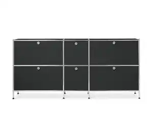 Sideboard Metall »CN3« groß mit 6 Klappenfächern, schwarz
