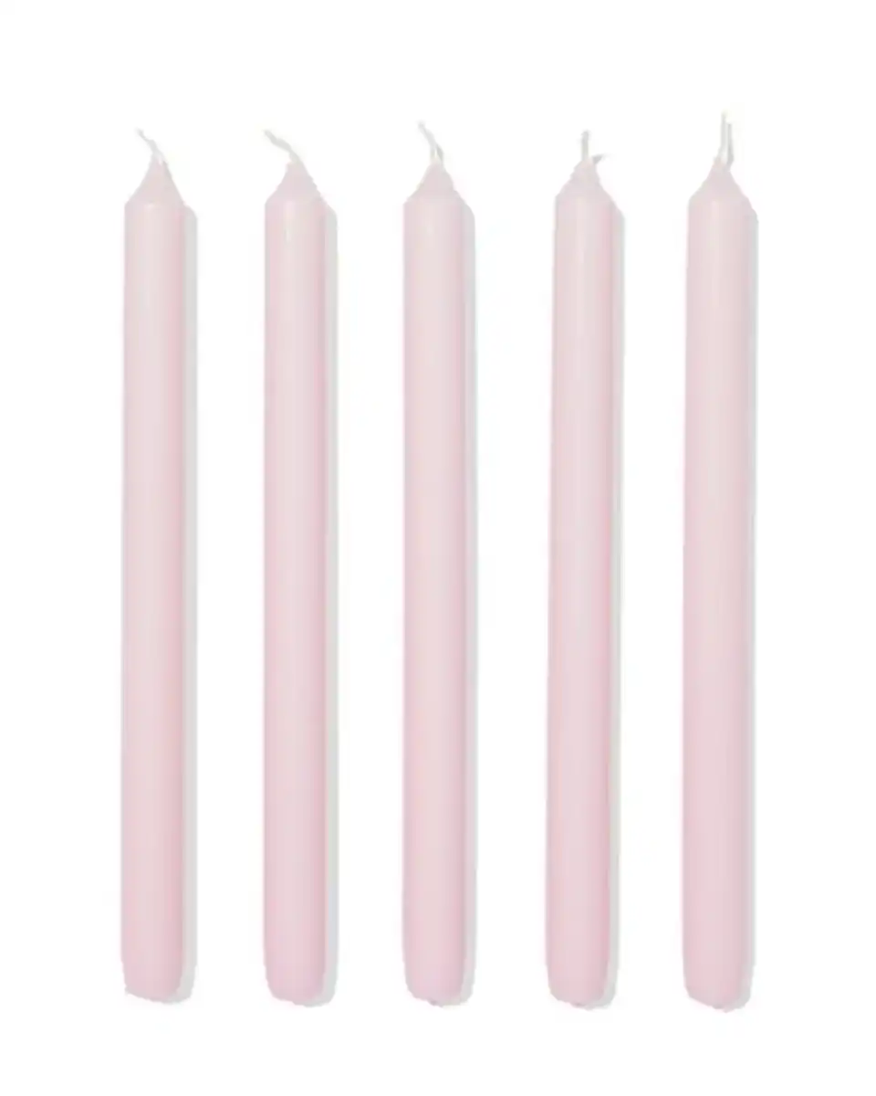 Bild 2 von Lange Haushaltskerze, Ø 2,2 × 29 cm, Hellrosa – 12 Stück