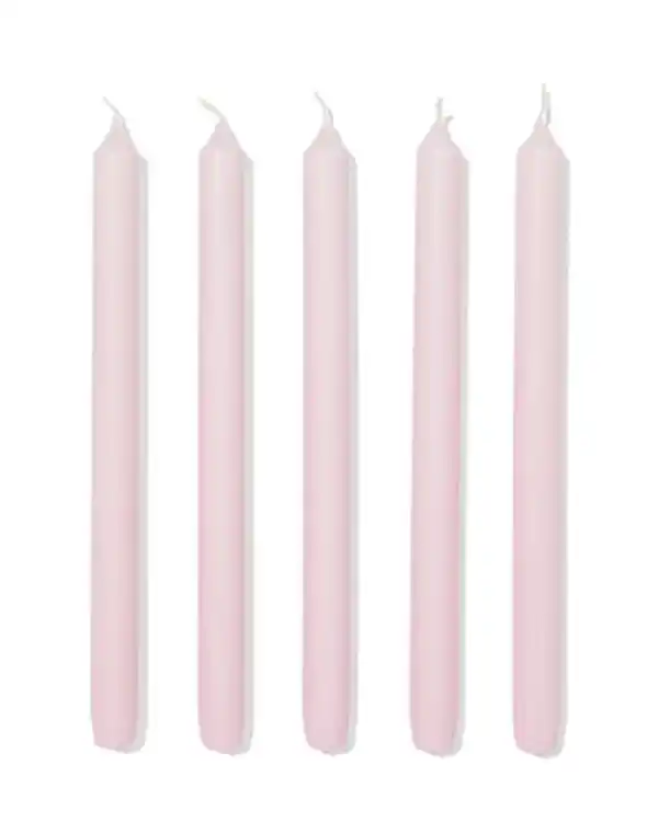 Bild 2 von Lange Haushaltskerze, Ø 2,2 × 29 cm, Hellrosa – 12 Stück