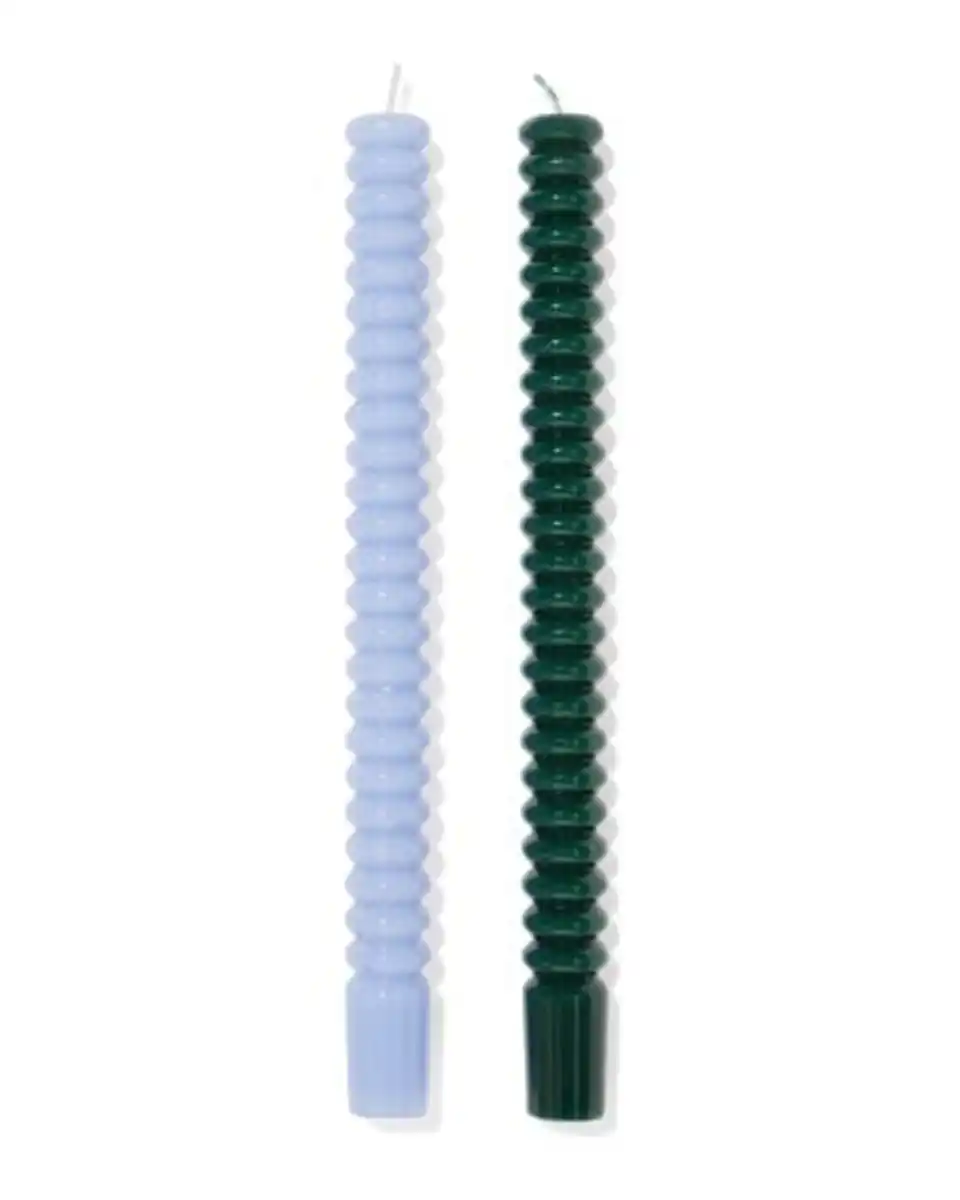 Bild 2 von Haushaltskerzen ⌀ 2,2 x 25 cm, gerippt, blau – 2 Stück