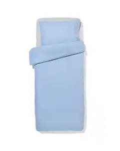 Bettbezug 140 × 200/220 cm, Flanell, gestreift, hellblau