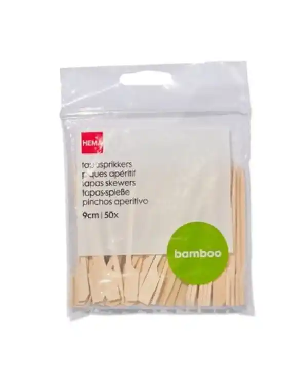 Bild 1 von 50er-Pack Tapasspieße, Bambus, 9 cm