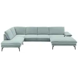 Dieter Knoll Wohnlandschaft, Mintgrün, Textil, 4-Sitzer, U-Form, 344x208 cm, Fußauswahl, Stoffauswahl, Sitzqualitäten, seitenverkehrt erhältlich, Hocker Rücken echt, individuell planbar, Wohnzim