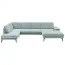 Bild 1 von Dieter Knoll Wohnlandschaft, Mintgrün, Textil, 4-Sitzer, U-Form, 344x208 cm, Fußauswahl, Stoffauswahl, Sitzqualitäten, seitenverkehrt erhältlich, Hocker Rücken echt, individuell planbar, Wohnzim