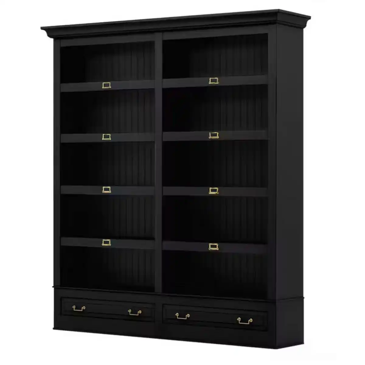 Bild 1 von Livetastic Bücherwand UrbanClass, Schwarz, Metall, Pinie, massiv, 8 Fächer, 2 Schubladen, 214x238.5x46.5 cm, Wohnzimmer, Regale, Bücherregale