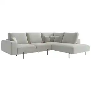 Novel Ecksofa, Creme, Textil, 4-Sitzer, Füllung: Daunen, Silikon, Ottomane rechts, L-Form, 296x223 cm, Made in EU, Rücken echt, Wohnzimmer, Sofas & Couches, Wohnlandschaften