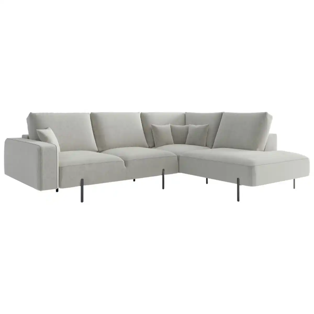 Bild 1 von Novel Ecksofa, Creme, Textil, 4-Sitzer, Füllung: Daunen, Silikon, Ottomane rechts, L-Form, 296x223 cm, Made in EU, Rücken echt, Wohnzimmer, Sofas & Couches, Wohnlandschaften