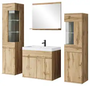 Badezimmer-Set Narobi 5-tlg. mit LED ca. 120 cm Eiche Wotan, Eiche Wotan