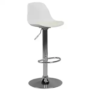 Mid.you Barhocker, Weiß, Kunststoff, Textil, Bodenplatte, 40x104x40 cm, Sitzfläche 360° drehbar, abwischbar, Esszimmer, Barmöbel, Barhocker