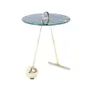 Bild 1 von Kayoom Beistelltisch, Schwarz, Gold, Metall, Glas, Marmoroptik, rund, 60 cm, einfacher Aufbau, Wohnzimmer, Wohnzimmertische, Beistelltische