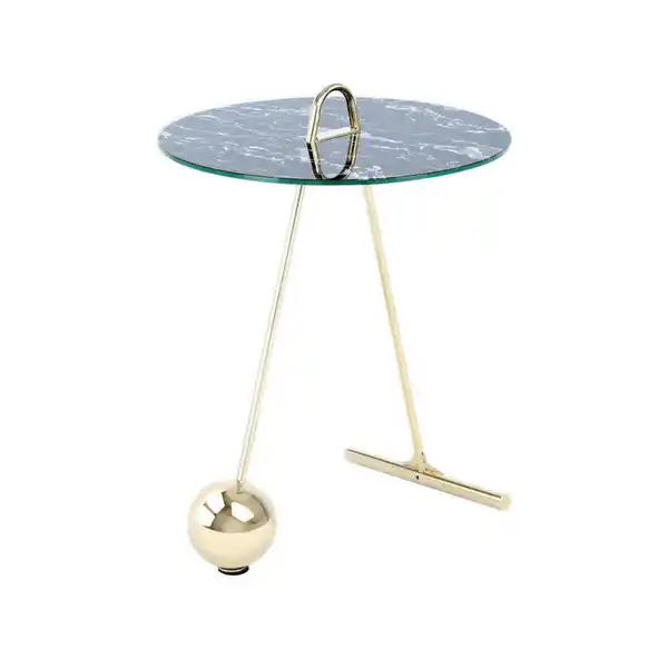 Bild 1 von Kayoom Beistelltisch, Schwarz, Gold, Metall, Glas, Marmoroptik, rund, 60 cm, einfacher Aufbau, Wohnzimmer, Wohnzimmertische, Beistelltische