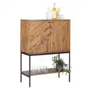 Bild 1 von Ambia Home Bar, Schwarz, Hellbraun, Metall, Altholz, massiv, Holz, 2 Fächer, 80x111x40 cm, Beimöbel erhältlich, stehend, Esszimmer, Barmöbel, Barschränke & Theken