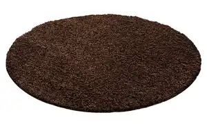 Hochflorteppich Life Brown Braun Ø ca. 120cm, Braun