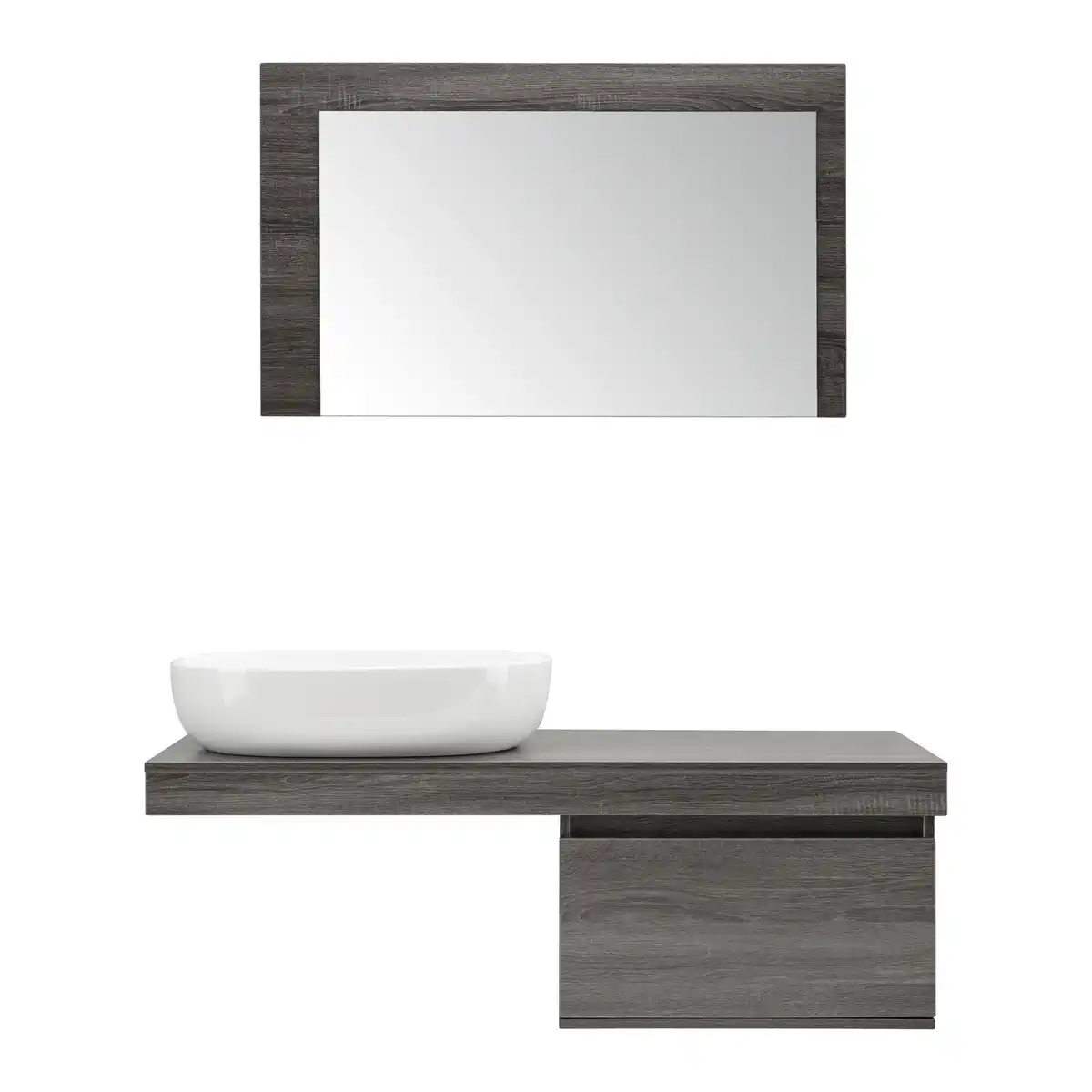 Bild 1 von Badezimmer Domenico Rauchfarbe mit Waschbecken & Spiegel, Grau