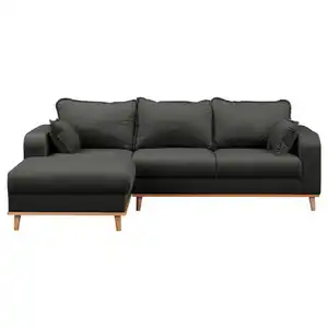 Livetastic Ecksofa Beata, Dunkelgrau, Textil, Buche, Füllung: Schaumstoffflocken,Schaumstoffflocken, L-Form, links montierbar, 230x150 cm, Fsc, Made in EU, Armteil links, rechts, Wohnzimmer, Sofas &