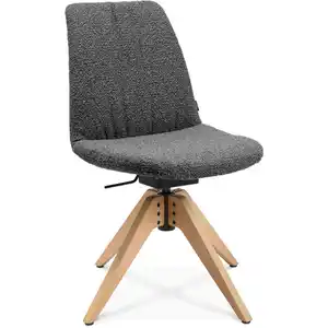 Johann Jakob Stuhl, Grau, Eiche, Holz, Textil, Buche, Hartholz, eckig, A-Form, 46x82.5-85.25x55 cm, Beinauswahl, Stoffauswahl, Sitzfläche 360° drehbar, Stühle