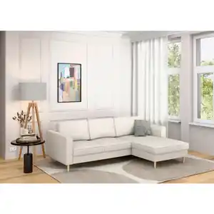 Trendmanufaktur Eckschlafsofa, Sand, Textil, Buche, 4-Sitzer, 232x161 cm, Made in Europe, Bettkasten erhältlich, Sitzqualitäten, Schlafen auf Sitzhöhe, Bettfunktion Rücken echt, Armteil links, re