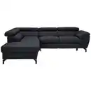 Bild 1 von Celina Home Ecksofa, Schwarz, Leder, Echtleder, Rindleder, 5-Sitzer, Ottomane links, L-Form, 256x220 cm, Made in EU, Fußauswahl, Lederauswahl, Stoffauswahl, seitenverkehrt erhältlich, Hocker Rücke