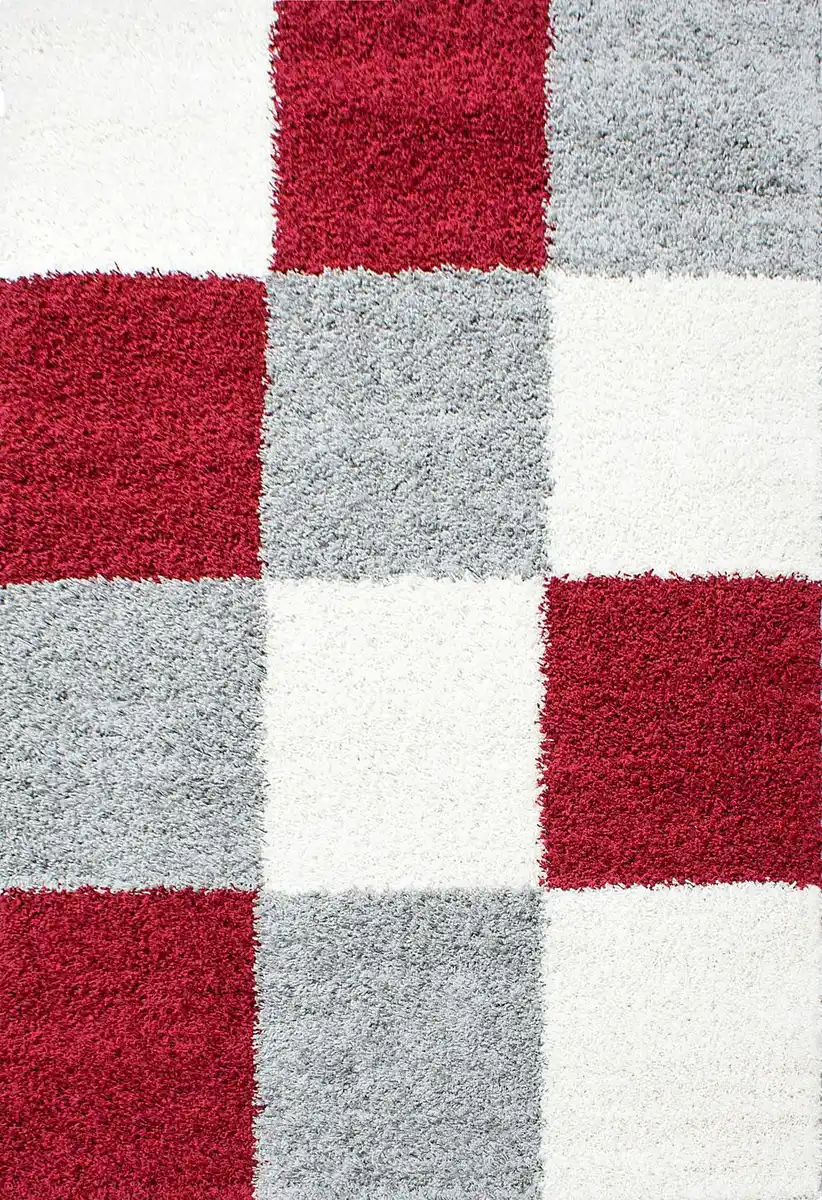 Bild 1 von Hochflorteppich Life Rot ca. 120x170cm, Rot, Weiß, Hellgrau