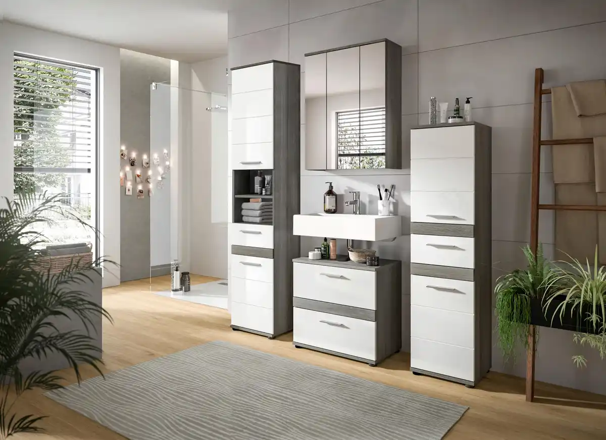 Bild 1 von Badezimmer-Set BLAKE 4-teilig, Weiß Hochglanz, Weiß Hochglanz