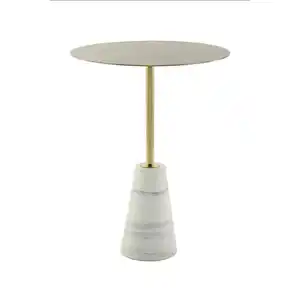 Kayoom Beistelltisch, Weiß, Gold, Metall, Glas, Stein, 40 cmx53 cmx40 cm, Wohnzimmer, Wohnzimmertische, Beistelltische