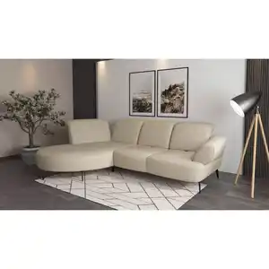 Sit & More Ecksofa Dance E, Creme, Textil, 5-Sitzer, Ottomane links, L-Form, 313x208 cm, Goldenes M, Oeko-Tex® Standard 100, Made in Europe, DGM-Klimapakt, Rücken echt, Armteil rechts, Wohnzimmer,