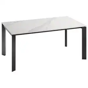 home24 Esstisch, Schwarz, Weiß, Metall, Keramik, rechteckig, eckig, 90x75x160-250 cm, ausziehbar, in verschiedenen Größen erhältlich, Esszimmer, Tische, Esstische