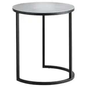 Johann Jakob Beistelltisch, Grau, Schwarz, Metall, rund, eckig, C-Form, 39x48x39 cm, einfacher Aufbau, Wohnzimmer, Wohnzimmertische, Beistelltische