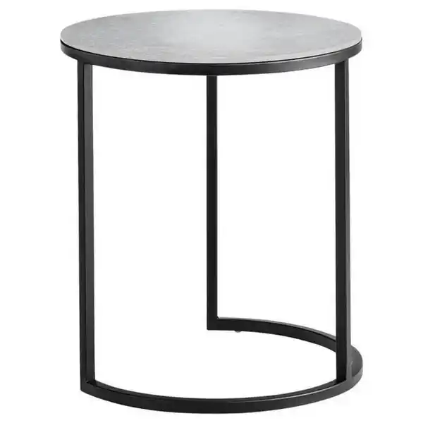 Bild 1 von Johann Jakob Beistelltisch, Grau, Schwarz, Metall, rund, eckig, C-Form, 39x48x39 cm, einfacher Aufbau, Wohnzimmer, Wohnzimmertische, Beistelltische