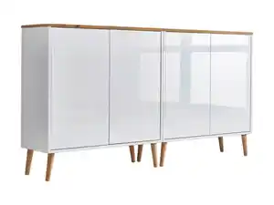 Sideboard Mailand Set 2 Weiß/Eiche, Weiß, Eiche Artisan, Weiß Hochglanz