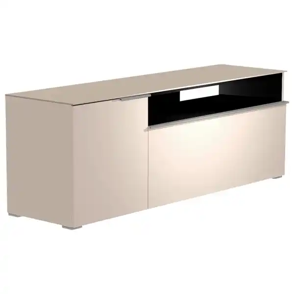 Bild 1 von Moderano Lowboard, Sand, Alu, Metall, 3 Fächer, 160x58x45 cm, Beimöbel erhältlich, Abdeckplatte aus Glas, Wohnzimmer, Wohnwände, Lowboards