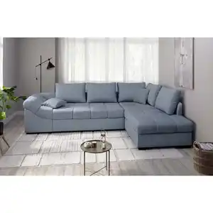 Mid.you Eckschlafsofa Alvito, Hellblau, Textil, Buche, Uni, 4-Sitzer, Füllung: Schaumstoff, 298x202 cm, Made in EU, Rücken echt, Armteil links, Wohnzimmer, Sofas & Couches, Wohnlandschaften