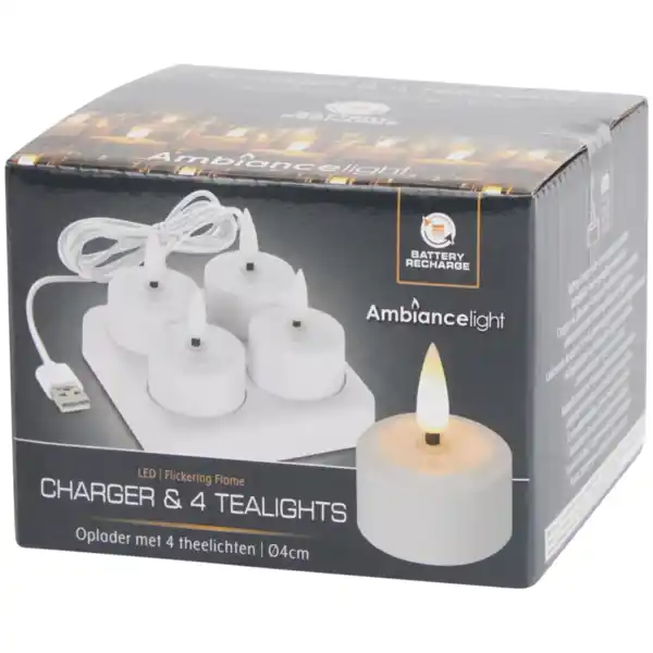 Bild 3 von Wiederaufladbare Teelichter Weiß