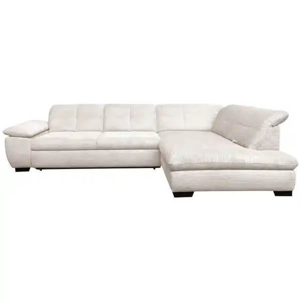 Bild 1 von Xora Ecksofa, Creme, Textil, 5-Sitzer, Ottomane rechts, L-Form, 313x242 cm, Typenauswahl, Bettkasten erhältlich, Fußauswahl, Stoffauswahl, Armteilvarianten, seitenverkehrt Bettfunktion Hocker Rück