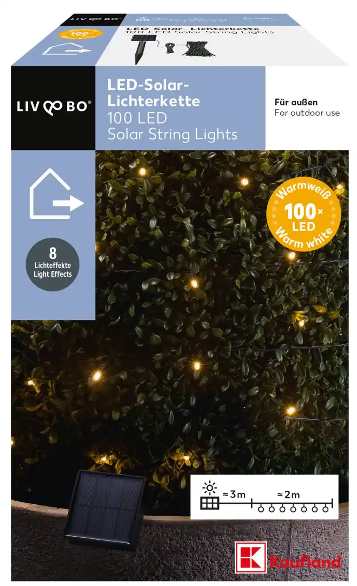 Bild 1 von LIV&BO® LED-Solar-Lichterkette je 2 x 50 warmweißen LEDs