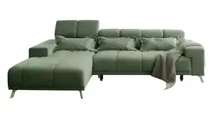 Ecksofa Cord grün ausziehbar - Sitztiefenverstellung 285 cm - OT links - SUNNY