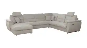 Wohnlandschaft grau ausziehbar Sitztiefenverstellung 345 cm - DEVA