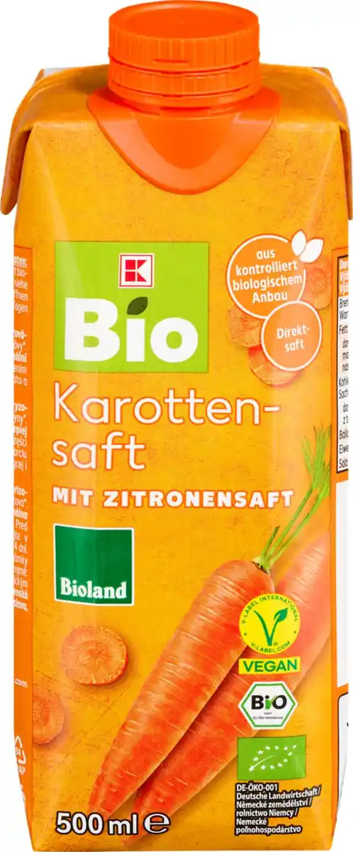 Bild 1 von K-BIO Bioland Karottensaft, 500-ml-Packg.