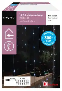 TOWNLAND® LED-Lichtervorhang mit 300 kaltweißen LEDs